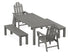 POLYWOOD Long Island 5-Piece Parsons Dining Set with Benches in Slate Grey