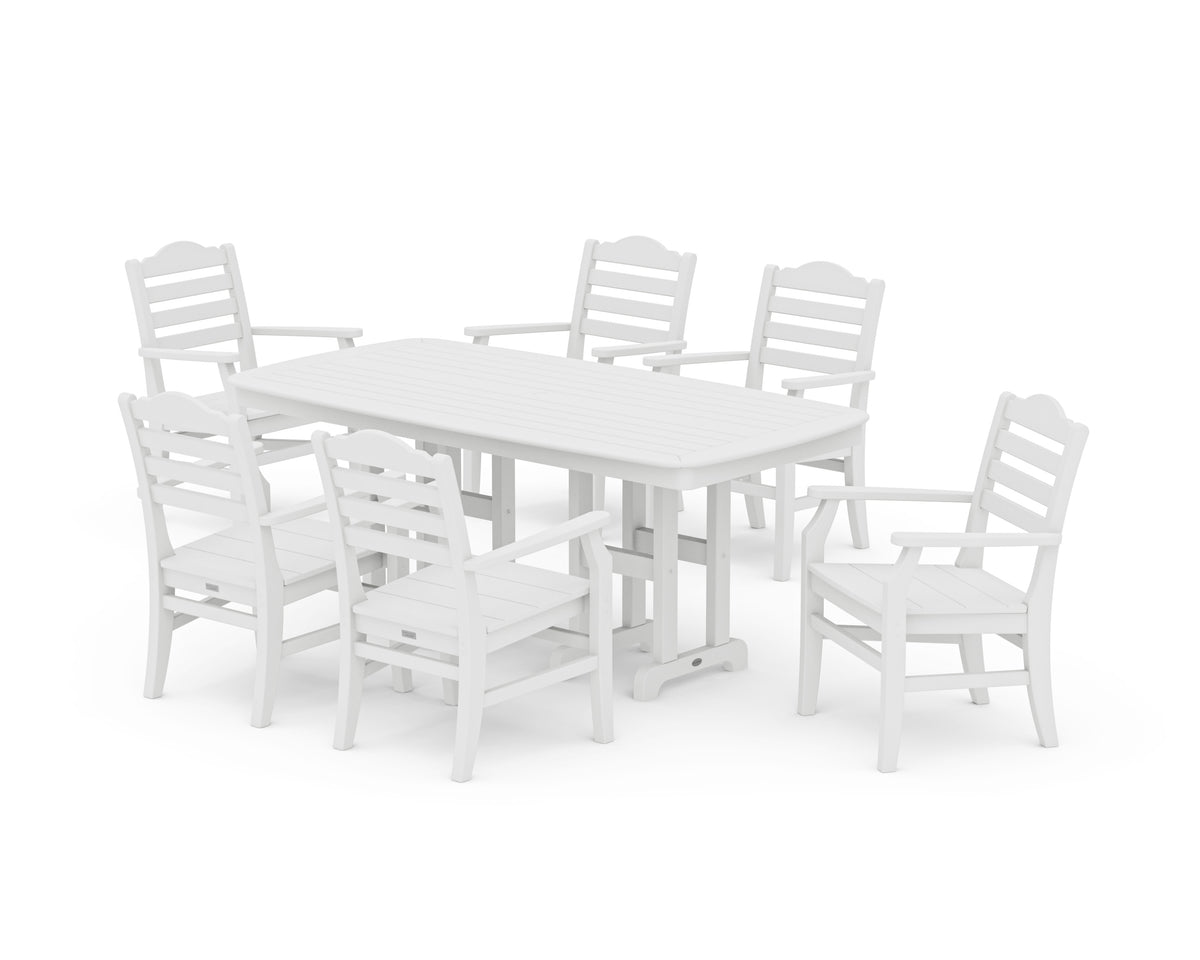 POLYWOOD Savannah Arm Chair 7-Piece Dining Set in White