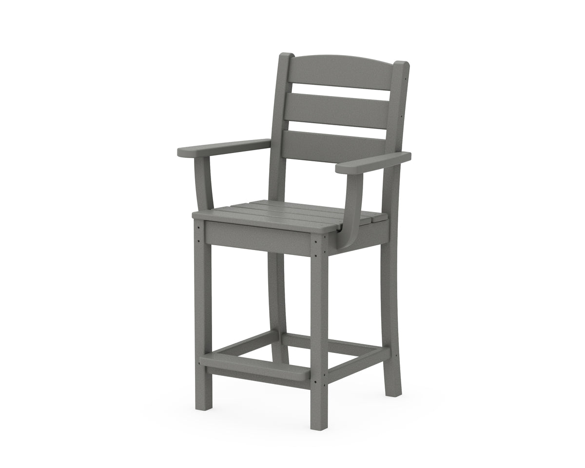 POLYWOOD Lakeside Counter Arm Chair in Slate Grey
