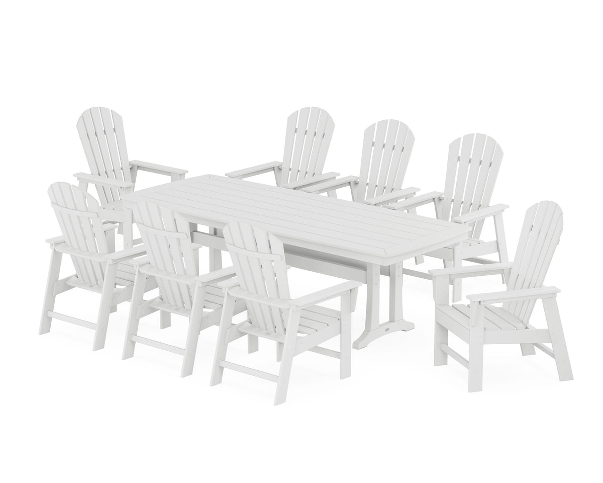 POLYWOOD South Beach 9-Piece Dining Set with Trestle Legs in White