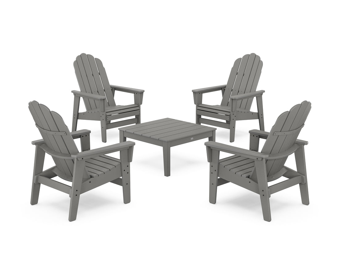 POLYWOOD 5-Piece Vineyard Grand Upright Adirondack Chair Conversation Group in Slate Grey