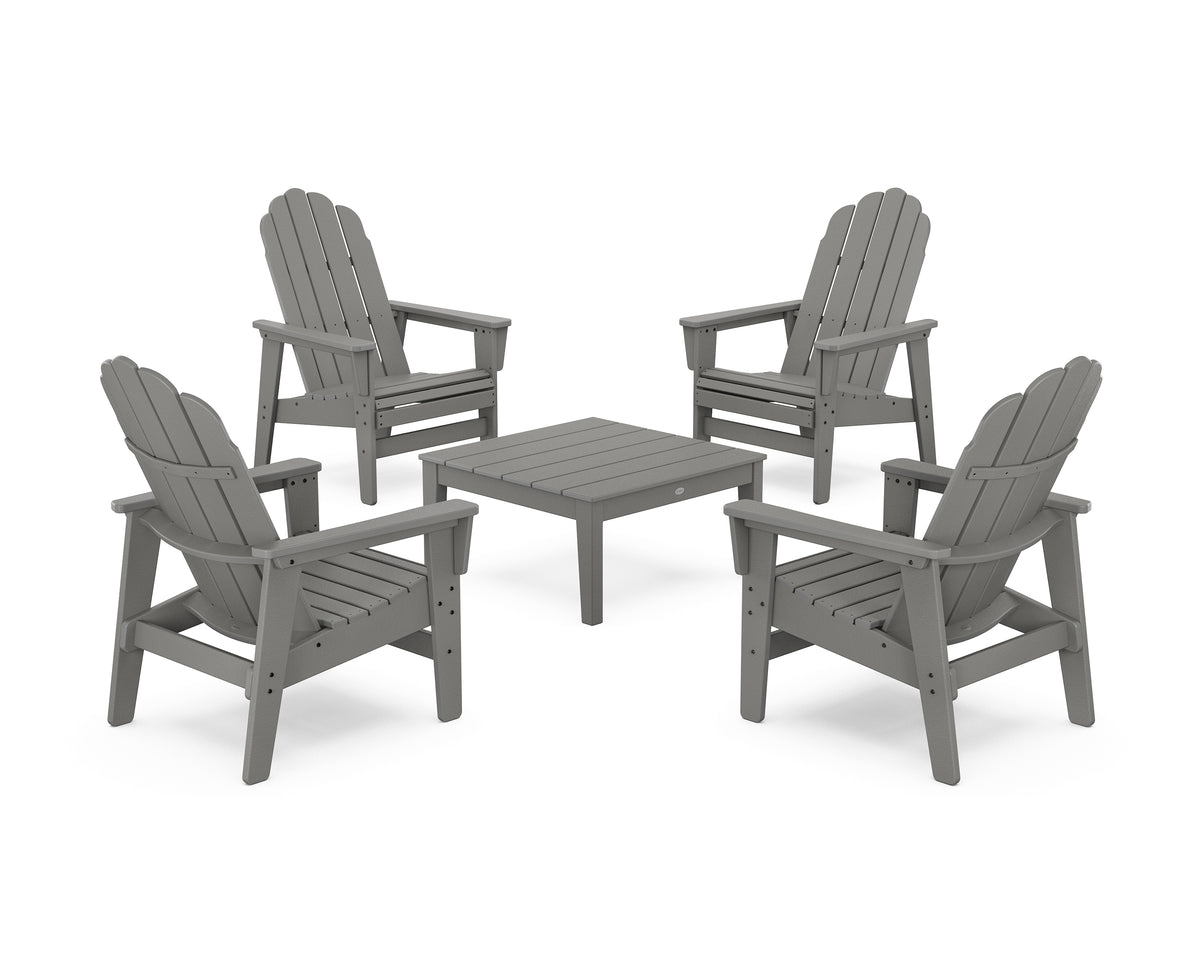 POLYWOOD 5-Piece Vineyard Grand Upright Adirondack Chair Conversation Group in Slate Grey