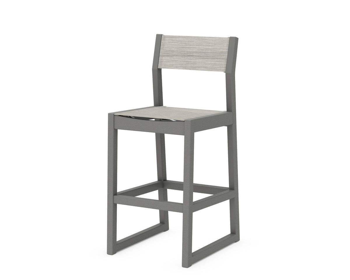 POLYWOOD EDGE Sling Bar Side Chair in Slate Grey / Birch