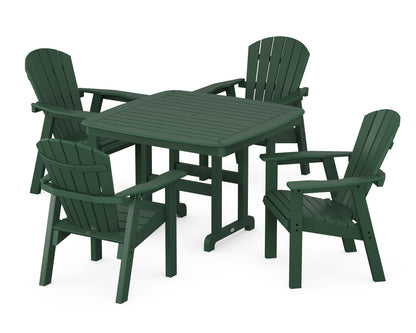 POLYWOOD Seashell 5-Piece Dining Set with Trestle Legs - 44" Table in Green