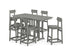 POLYWOOD Modern Studio Urban Bar Chair 7-Piece Set in Slate Grey
