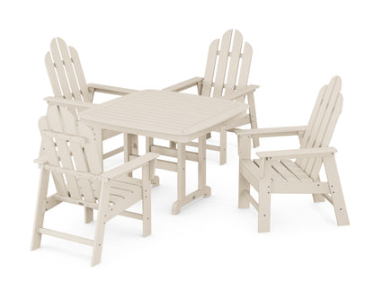 POLYWOOD Long Island 5-Piece Dining Set with Trestle Legs - 44" Table in Sand