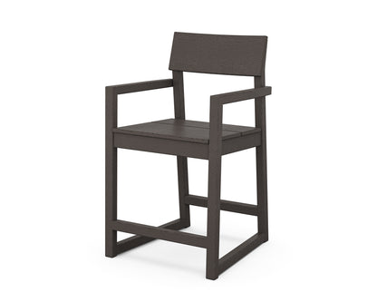 POLYWOOD EDGE Counter Arm Chair in Vintage Coffee