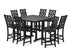 POLYWOOD Country Living Wovendale Side Chair 9-Piece Square Farmhouse Bar Set with Trestle Legs in Black