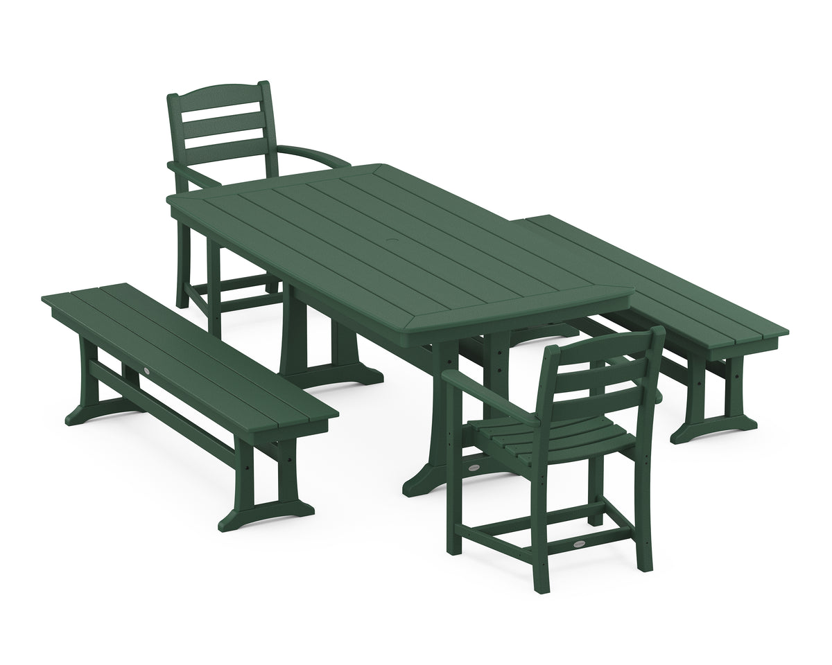 POLYWOOD La Casa Café 5-Piece Dining Set with Trestle Legs in Green