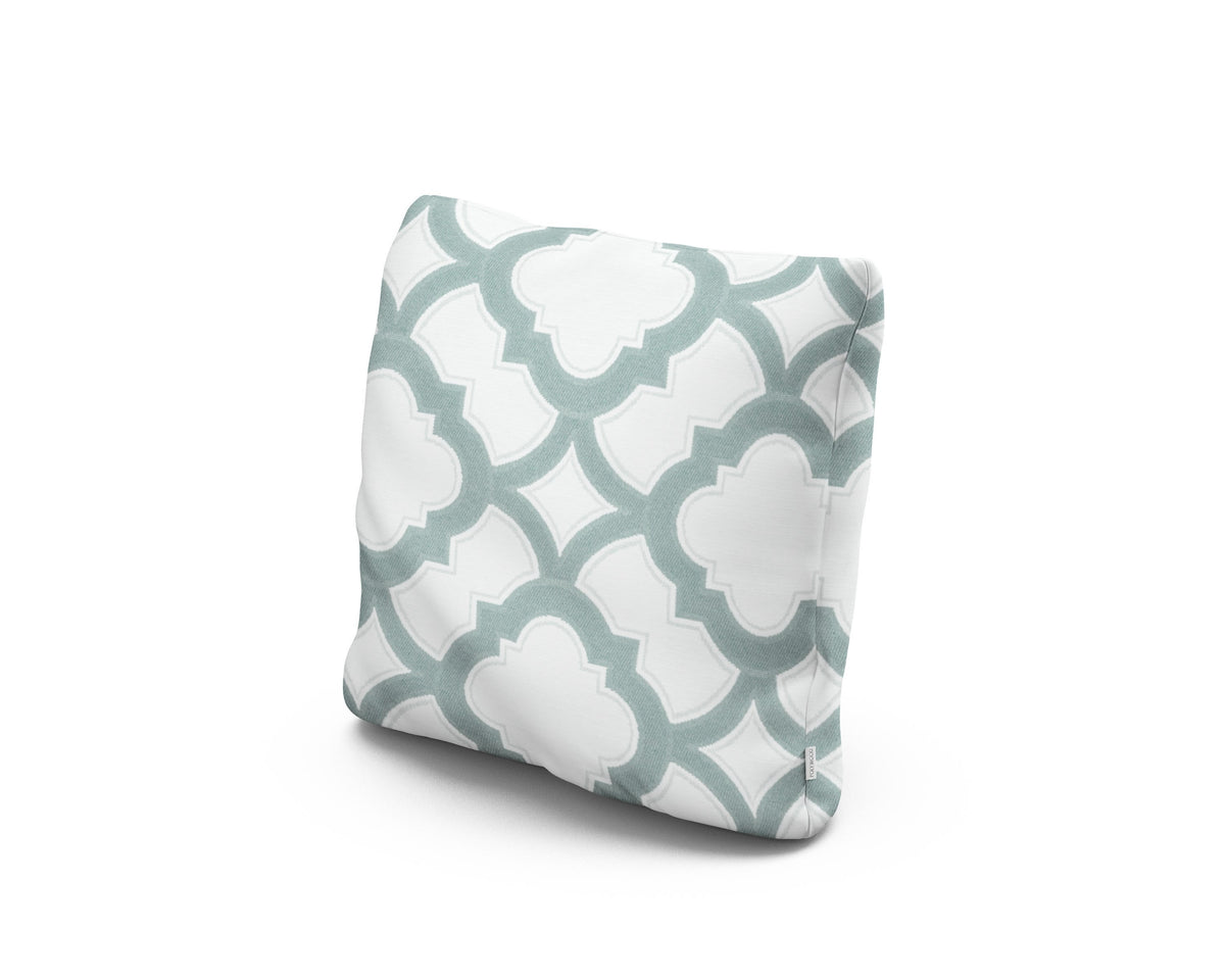POLYWOOD 16" Outdoor Throw Pillow in Trellis Glacier Spa