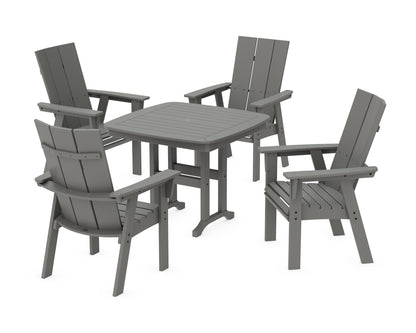 POLYWOOD Modern Curveback Adirondack 5-Piece Dining Set - 37" Table in Slate Grey