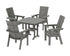 POLYWOOD Modern Curveback Adirondack 5-Piece Dining Set - 37" Table in Slate Grey