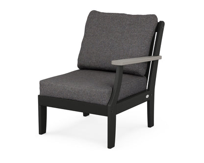 POLYWOOD Braxton Modular Right Arm Chair in Black / Driftwood / Ash Charcoal