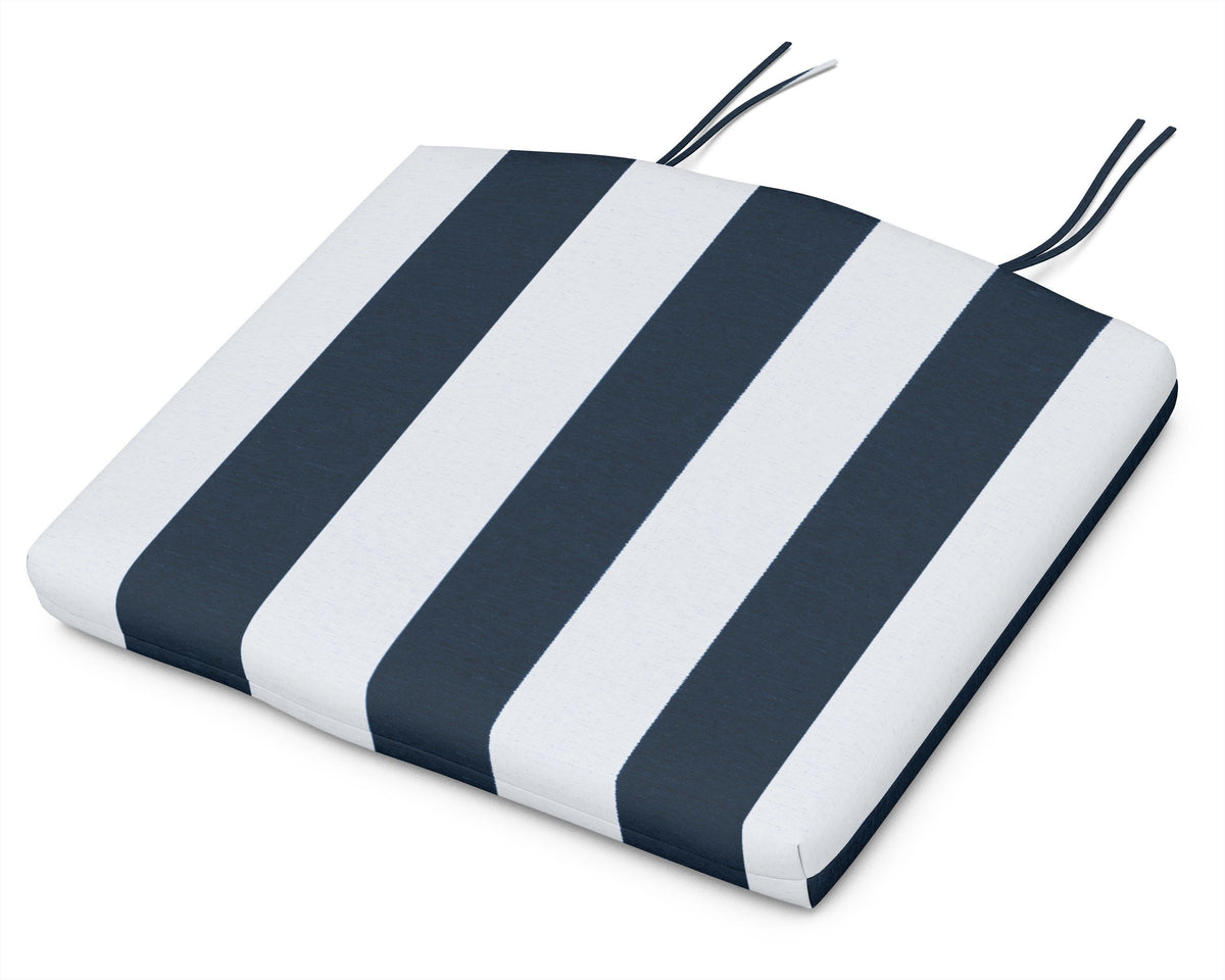 POLYWOOD Standard Seat Cushion 18"D x 22"W x 2.5"H in Cabana Stripe Marine Indigo
