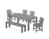 POLYWOOD Oxford 6-Piece Parsons Dining Set with Bench with Oxford Dining Side Chair in Slate Grey