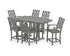 POLYWOOD Country Living Wovendale Arm Chair 7-Piece Farmhouse Counter Set in Slate Grey