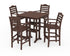 POLYWOOD Savannah 5-Piece Farmhouse Bar Set with Trestle Legs in Mahogany