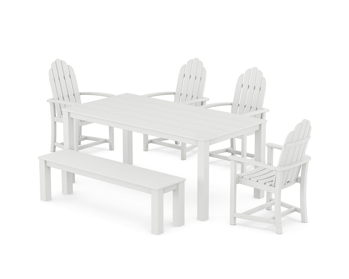 POLYWOOD Classic Adirondack 6-Piece Parsons Dining Set with Bench in White