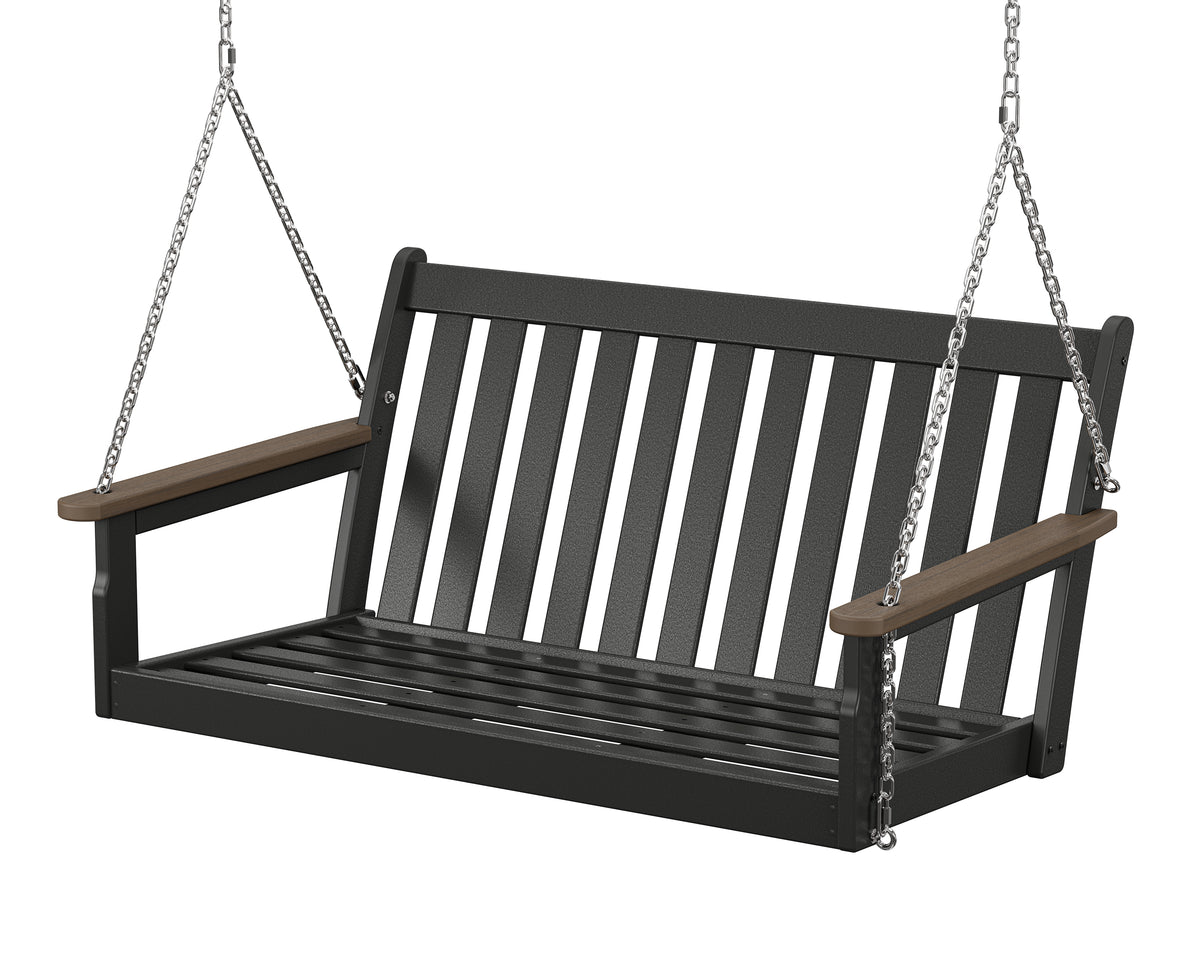 POLYWOOD Vineyard Deep Seating Swing Frame in Black / Kona