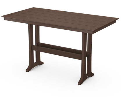 POLYWOOD Farmhouse Trestle 37" x 72" Bar Table in Mahogany