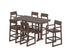 POLYWOOD EDGE 7-Piece Farmhouse Bar Set with Trestle Legs in Mahogany
