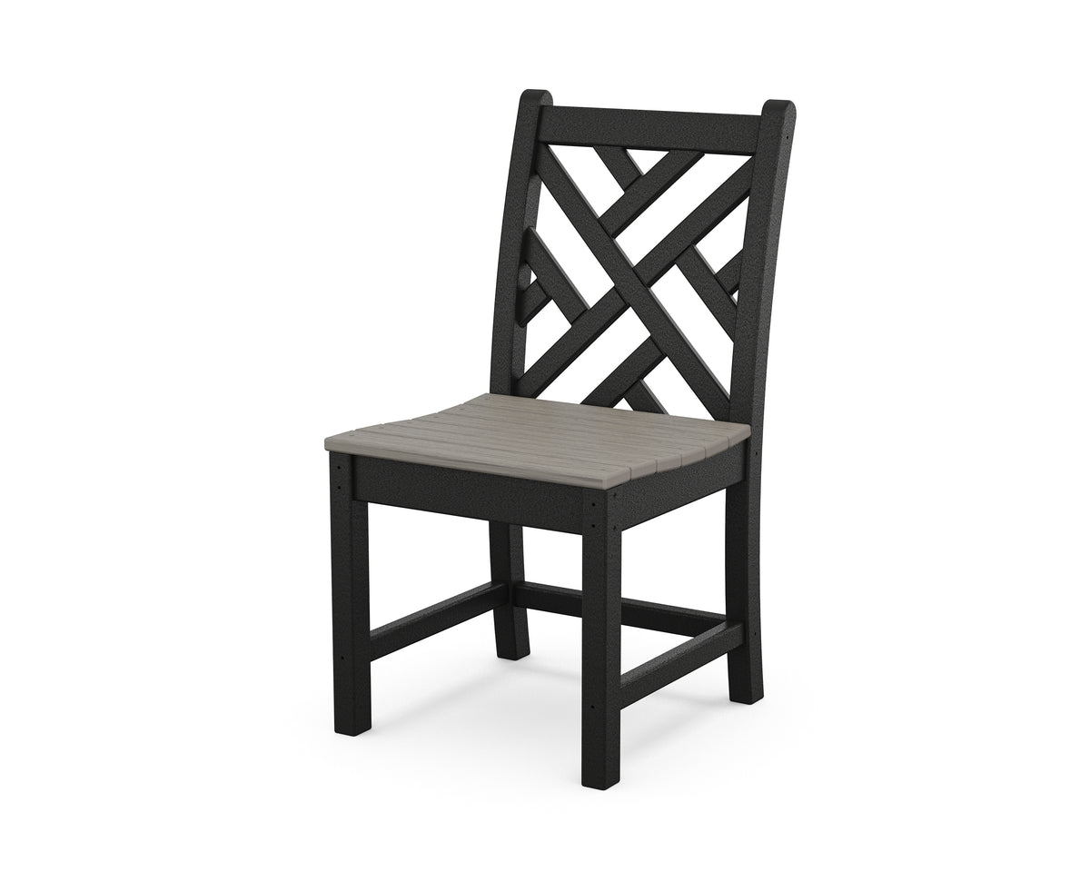 POLYWOOD Chippendale Dining Side Chair in Black / Driftwood