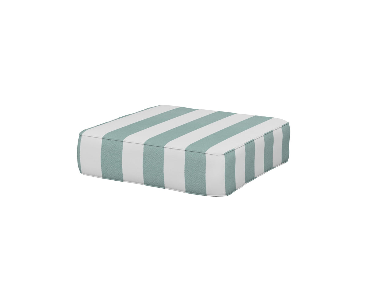 POLYWOOD Ateeva 4000 Ottoman Cushion in Cabana Stripe Glacier Spa