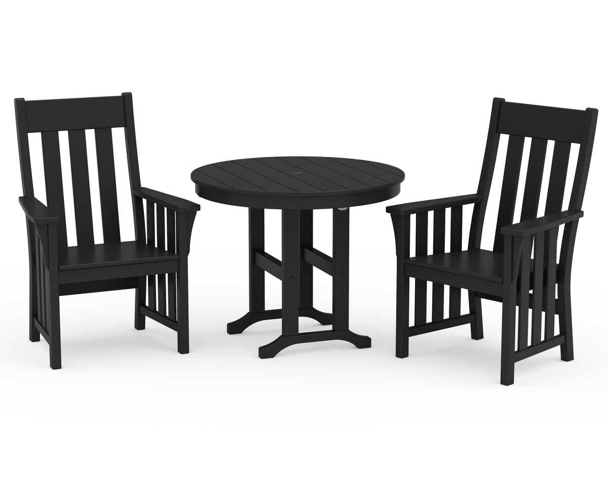 POLYWOOD Acadia 3-Piece Farmhouse Dining Set in Black