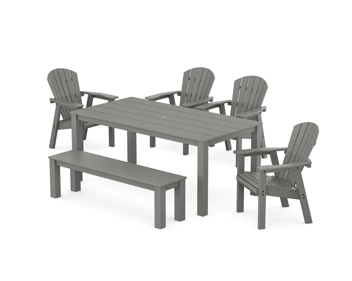POLYWOOD Seashell 6-Piece Parsons Dining Set with Bench in Slate Grey