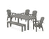 POLYWOOD Seashell 6-Piece Parsons Dining Set with Bench in Slate Grey