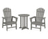 POLYWOOD South Beach 3-Piece Round Farmhouse Bistro Dining Set in Slate Grey