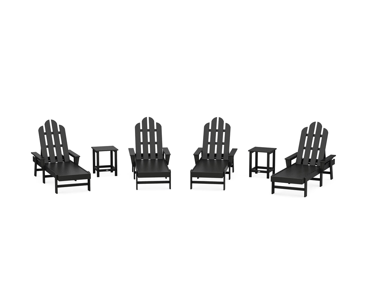 POLYWOOD Long Island Chaise 6-Piece Set in Black