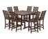 POLYWOOD Country Living Wovendale Side Chair 9-Piece Square Farmhouse Bar Set with Trestle Legs in Mahogany