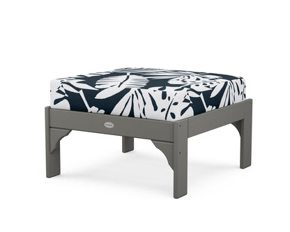 POLYWOOD Vineyard Deep Seating Ottoman in Slate Grey / Leaf Marine Indigo
