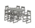 POLYWOOD EDGE Arm Chair 7-Piece Farmhouse Bar Set in Slate Grey