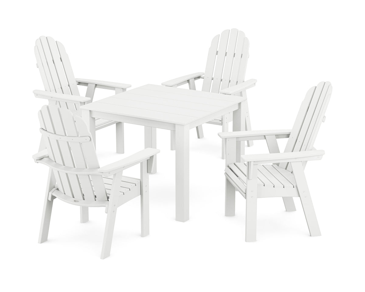 POLYWOOD Vineyard Curveback Adirondack 5-Piece Parsons Dining Set in White