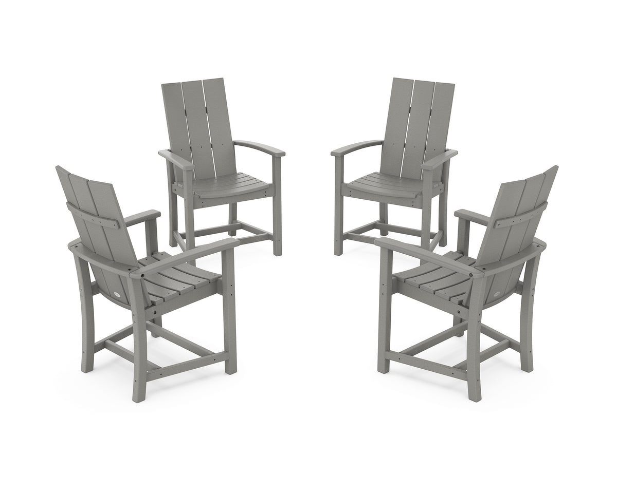 POLYWOOD Modern 4-Piece Upright Adirondack Conversation Set in Slate Grey