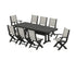POLYWOOD Coastal Folding 9-Piece Dining Set with Trestle Legs in Black / Birch