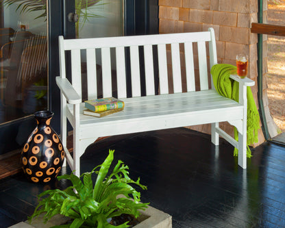 POLYWOOD Vineyard 48" Bench in White styled outdoors