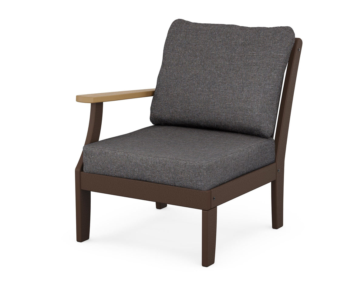 POLYWOOD Braxton Modular Left Arm Chair in Mahogany / Natural / Ash Charcoal
