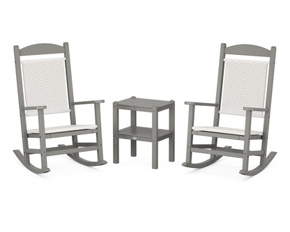 POLYWOOD Presidential Woven Rocker 3-Piece Set in Slate Grey / White Loom