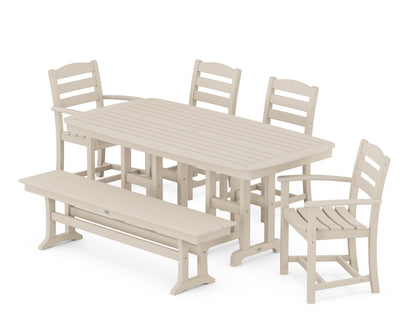 POLYWOOD La Casa Café 6-Piece Dining Set with Bench - 37" x 72" Table in Sand