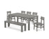 POLYWOOD Modern Studio Plaza Chair 7-Piece Parsons Dining Set with Bench in Slate Grey