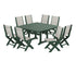 POLYWOOD Coastal Folding Side Chair 9-Piece Dining Set with Trestle Legs in Green / Birch