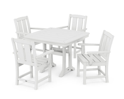 POLYWOOD Mission 5-Piece Dining Set with Trestle Legs in White