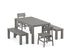 POLYWOOD Modern Studio Plaza Chair 5-Piece Parsons Dining Set with Benches - 34" x 64" Table in Slate Grey