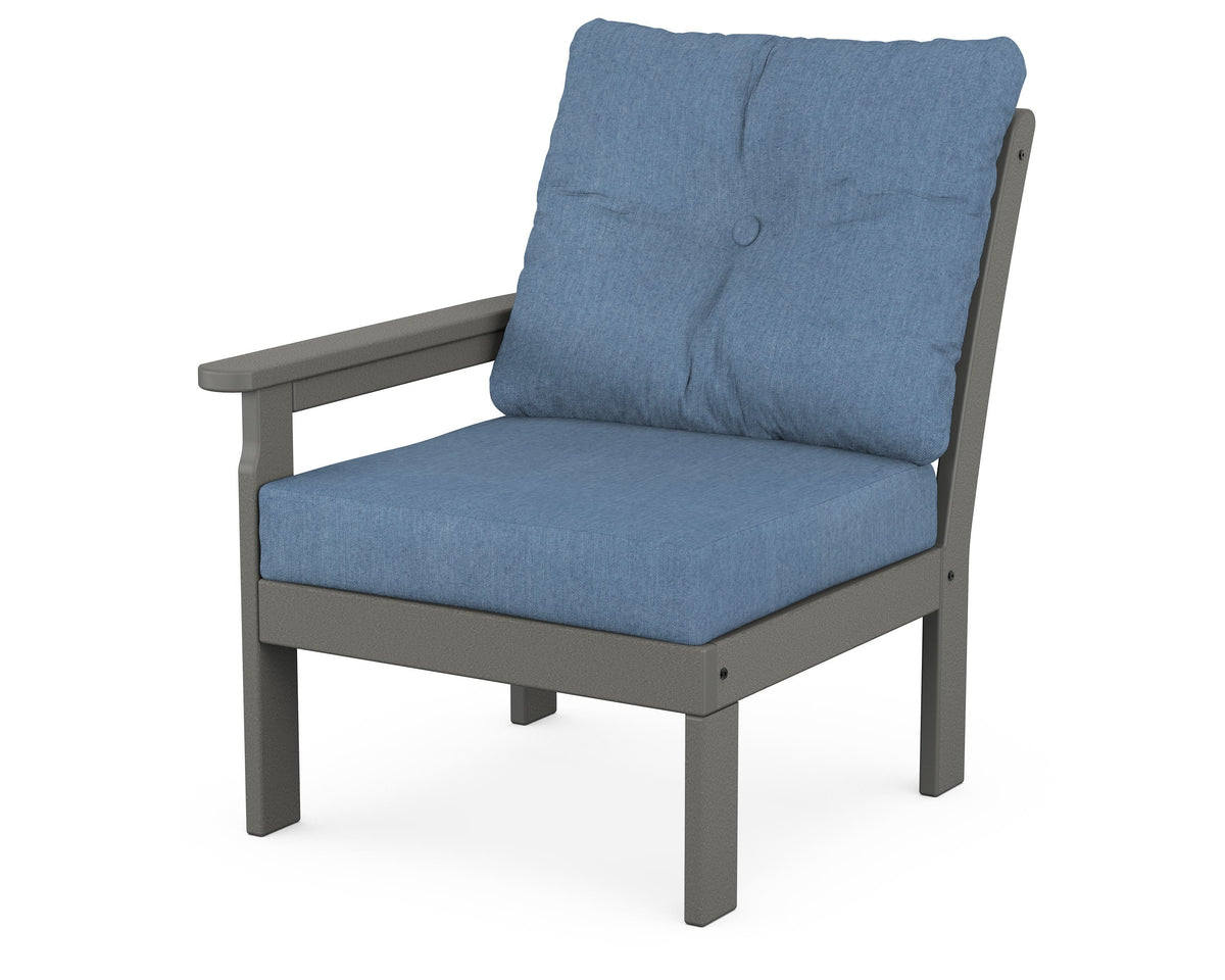 POLYWOOD Vineyard Modular Left Arm Chair in Slate Grey / Sky Blue
