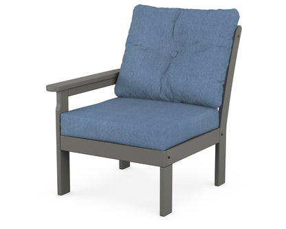 POLYWOOD Vineyard Modular Left Arm Chair in Slate Grey / Sky Blue