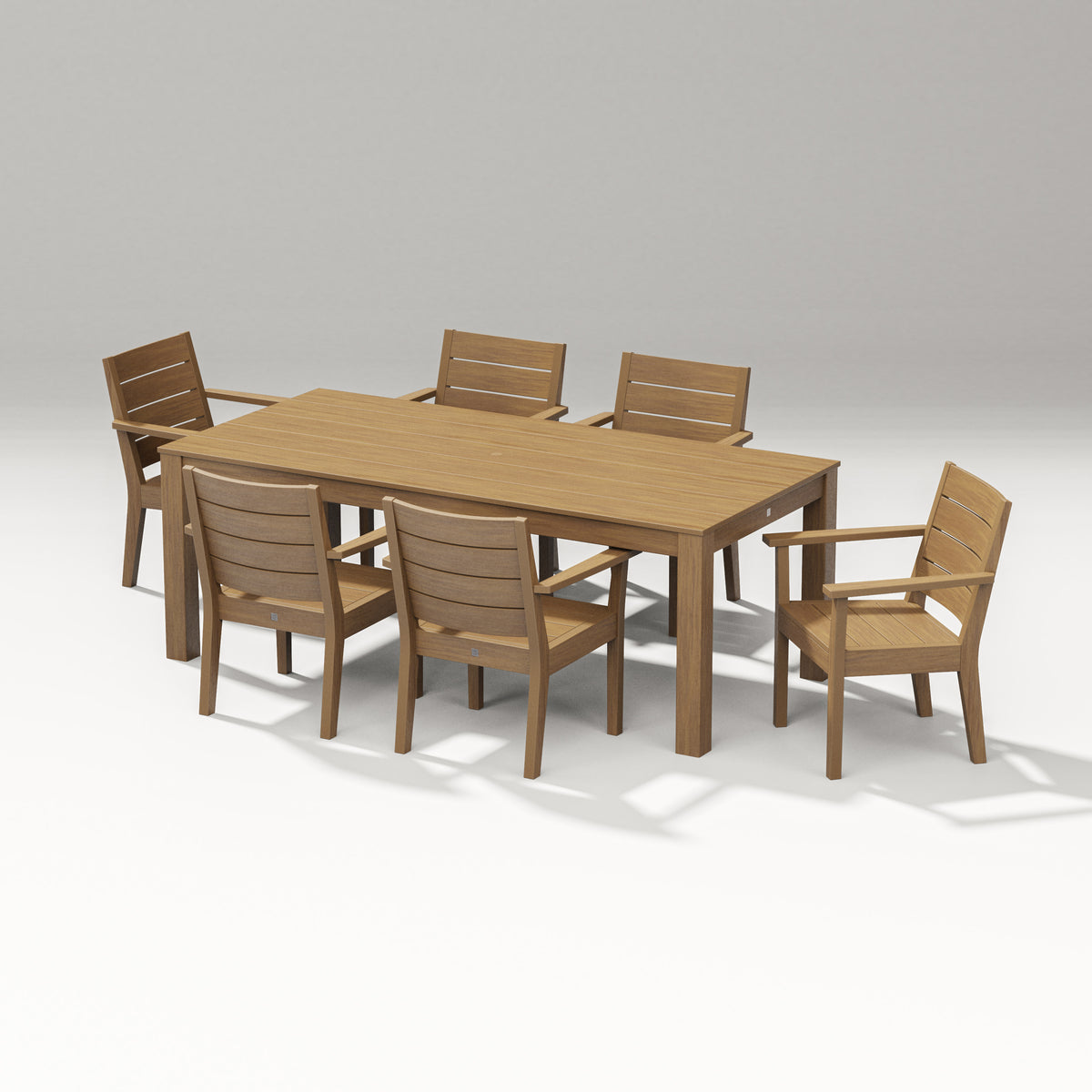 POLYWOOD Latitude 7-Piece Arm Chair Dining Set - 84" Table in Natural