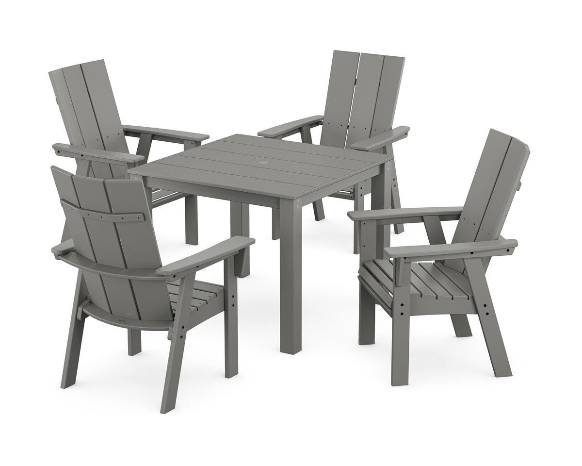 POLYWOOD Modern Curveback Adirondack 5-Piece Parsons Dining Set in Slate Grey